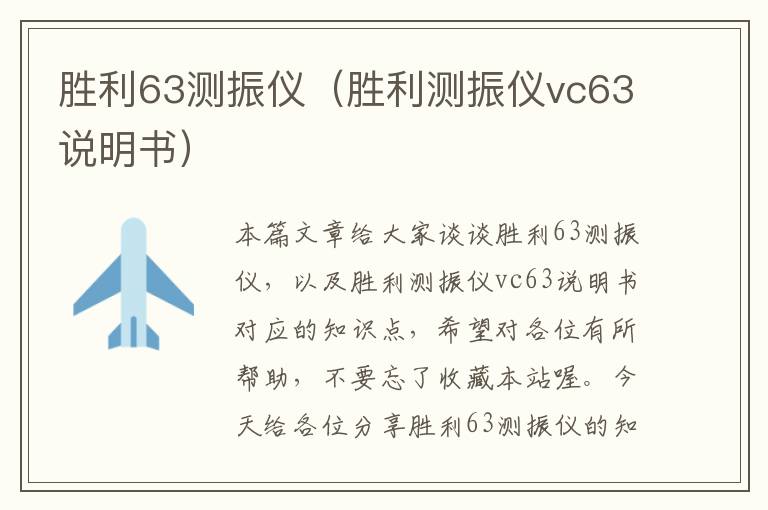 胜利63测振仪（胜利测振仪vc63说明书）