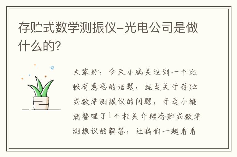 存贮式数学测振仪-光电公司是做什么的？