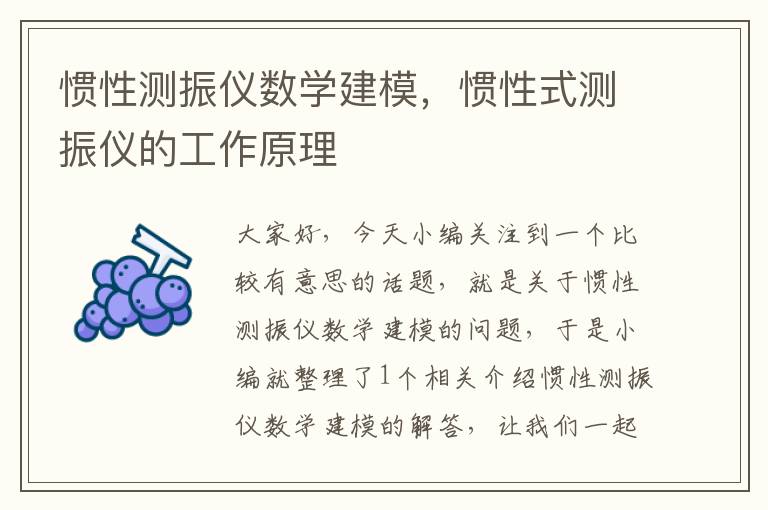 惯性测振仪数学建模，惯性式测振仪的工作原理