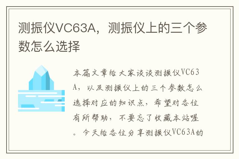 测振仪VC63A，测振仪上的三个参数怎么选择