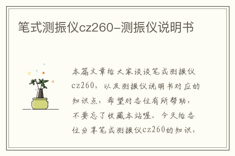 笔式测振仪cz260-测振仪说明书