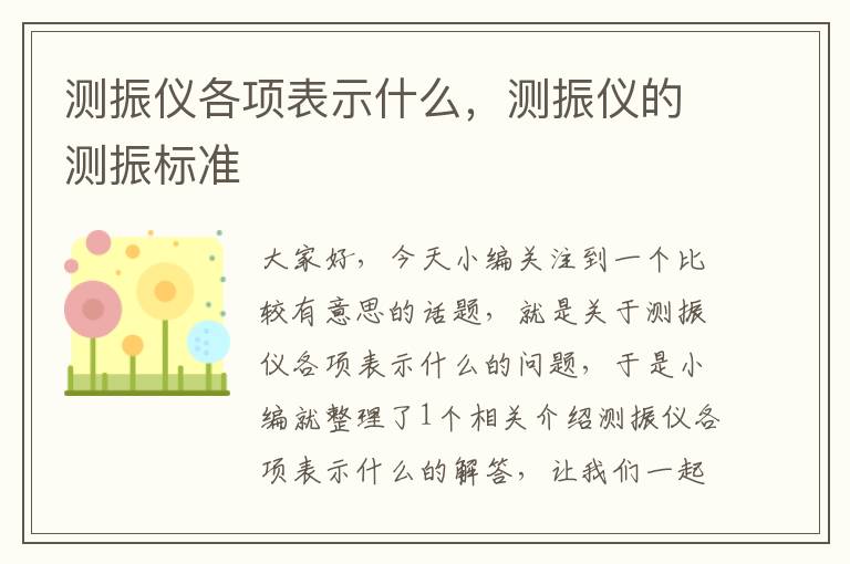 测振仪各项表示什么，测振仪的测振标准