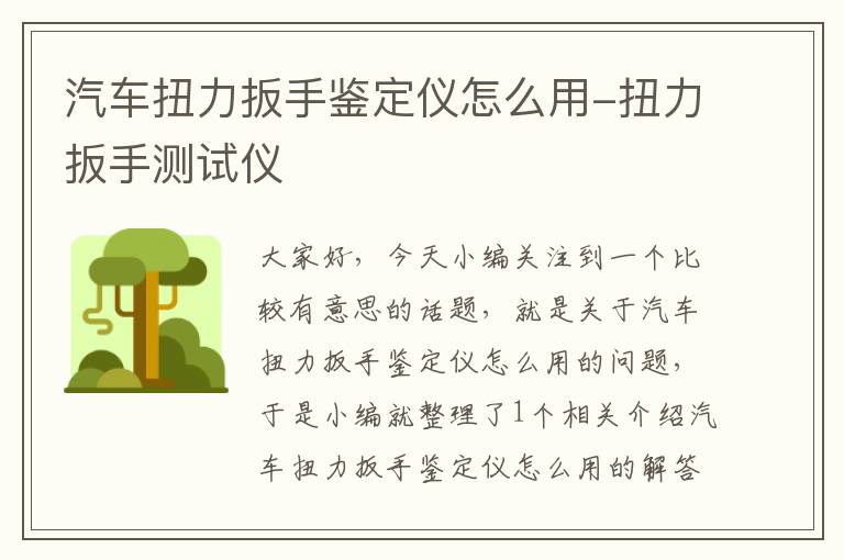 汽车扭力扳手鉴定仪怎么用-扭力扳手测试仪