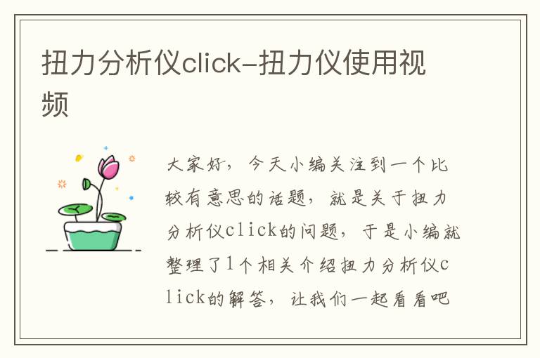 扭力分析仪click-扭力仪使用视频