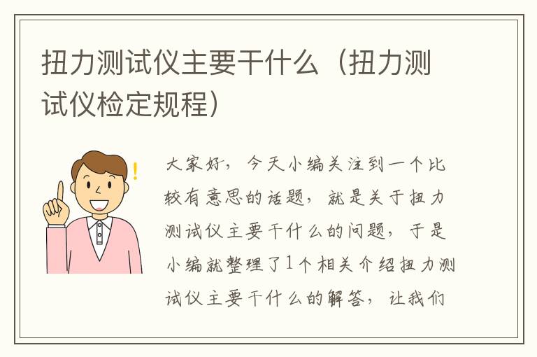 扭力测试仪主要干什么（扭力测试仪检定规程）