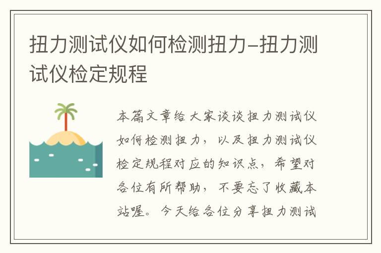 扭力测试仪如何检测扭力-扭力测试仪检定规程