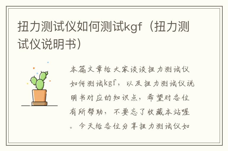 扭力测试仪如何测试kgf（扭力测试仪说明书）