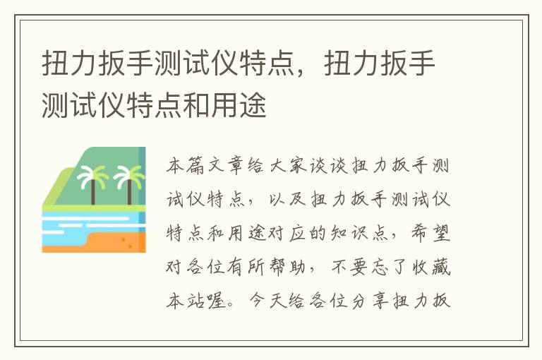 扭力扳手测试仪特点，扭力扳手测试仪特点和用途