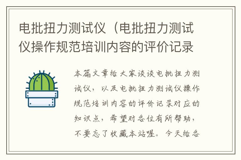 电批扭力测试仪（电批扭力测试仪操作规范培训内容的评价记录）