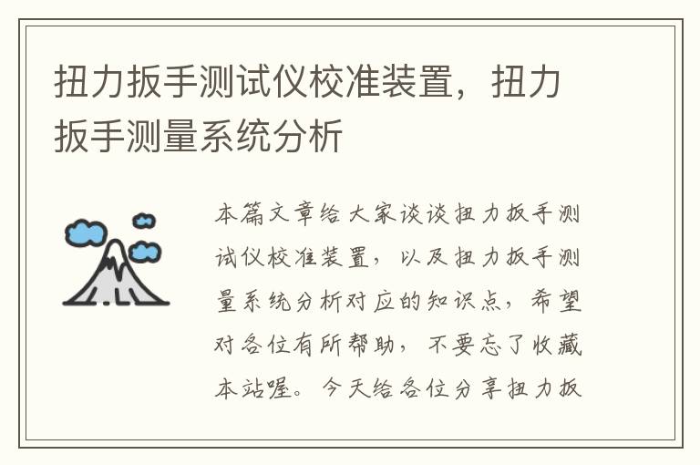 扭力扳手测试仪校准装置，扭力扳手测量系统分析