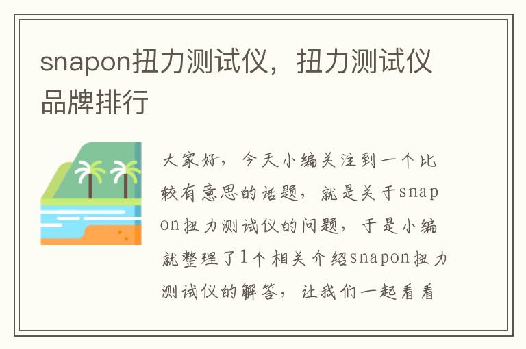 snapon扭力测试仪，扭力测试仪品牌排行