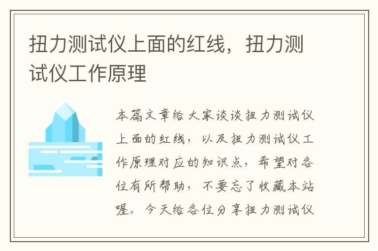 扭力测试仪上面的红线，扭力测试仪工作原理