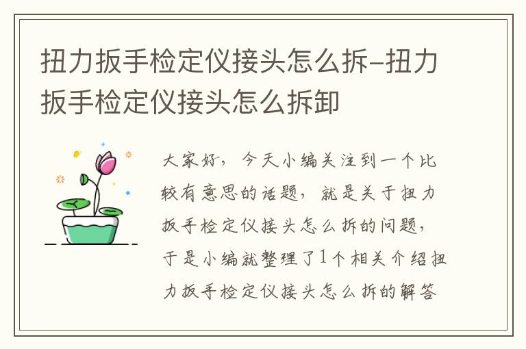 扭力扳手检定仪接头怎么拆-扭力扳手检定仪接头怎么拆卸