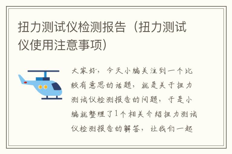 扭力测试仪检测报告（扭力测试仪使用注意事项）