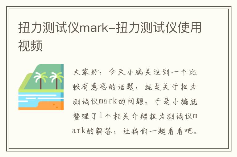 扭力测试仪mark-扭力测试仪使用视频