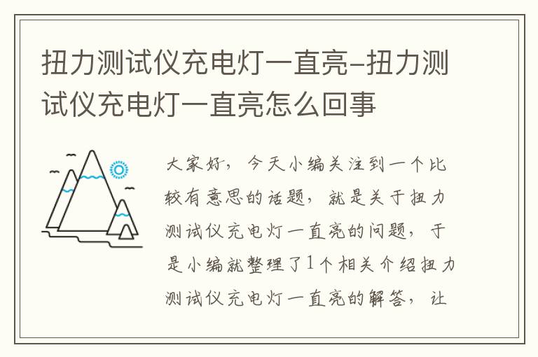 扭力测试仪充电灯一直亮-扭力测试仪充电灯一直亮怎么回事