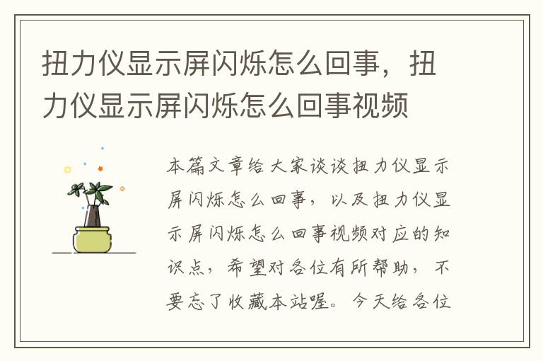 扭力仪显示屏闪烁怎么回事，扭力仪显示屏闪烁怎么回事视频