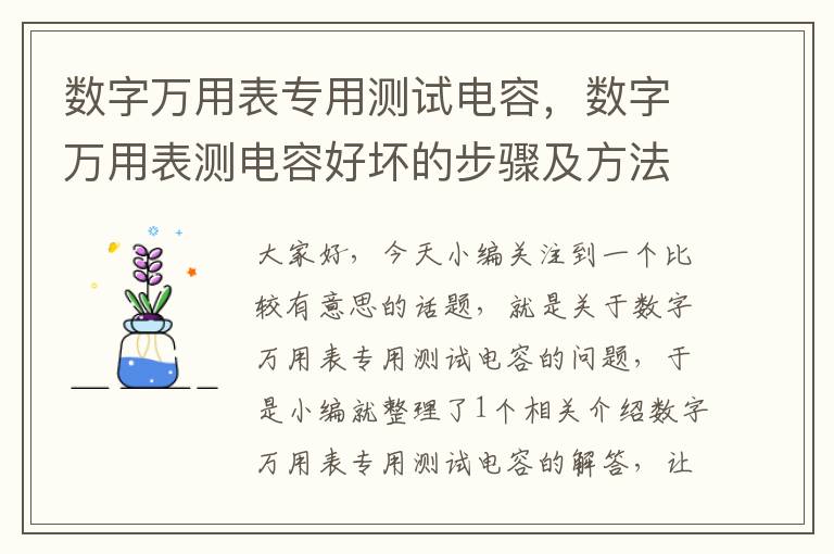 数字万用表专用测试电容，数字万用表测电容好坏的步骤及方法-西域