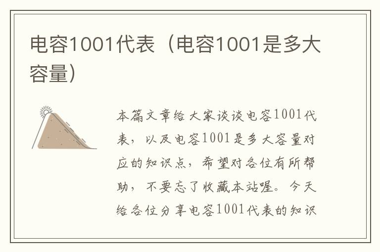 电容1001代表（电容1001是多大容量）