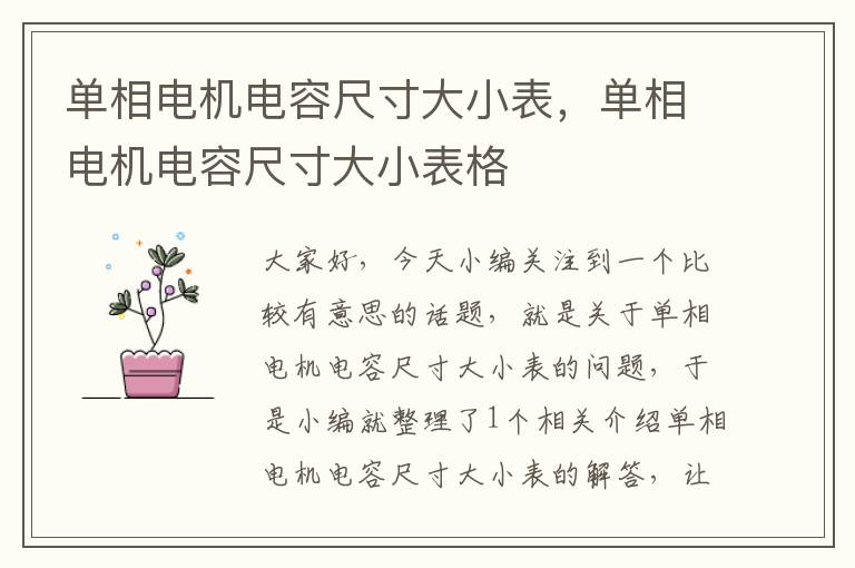 单相电机电容尺寸大小表，单相电机电容尺寸大小表格