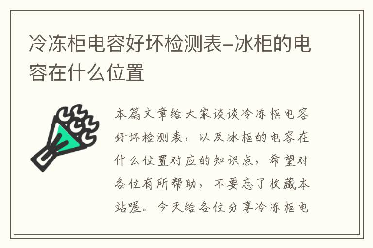 冷冻柜电容好坏检测表-冰柜的电容在什么位置