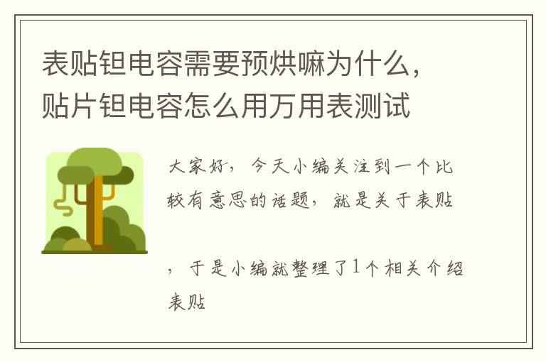 表贴钽电容需要预烘嘛为什么，贴片钽电容怎么用万用表测试