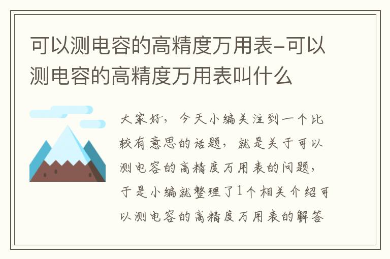 可以测电容的高精度万用表-可以测电容的高精度万用表叫什么