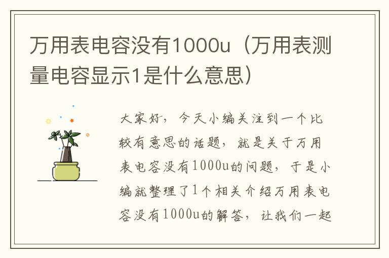 万用表电容没有1000u（万用表测量电容显示1是什么意思）