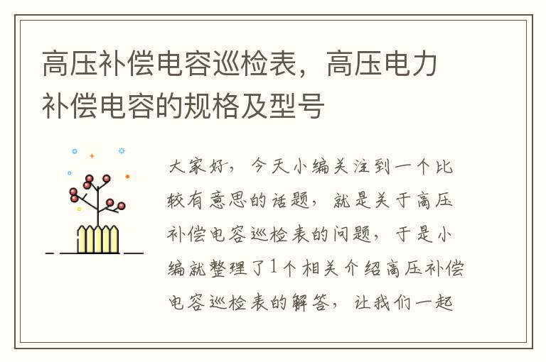 高压补偿电容巡检表，高压电力补偿电容的规格及型号