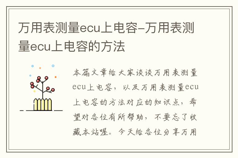 万用表测量ecu上电容-万用表测量ecu上电容的方法