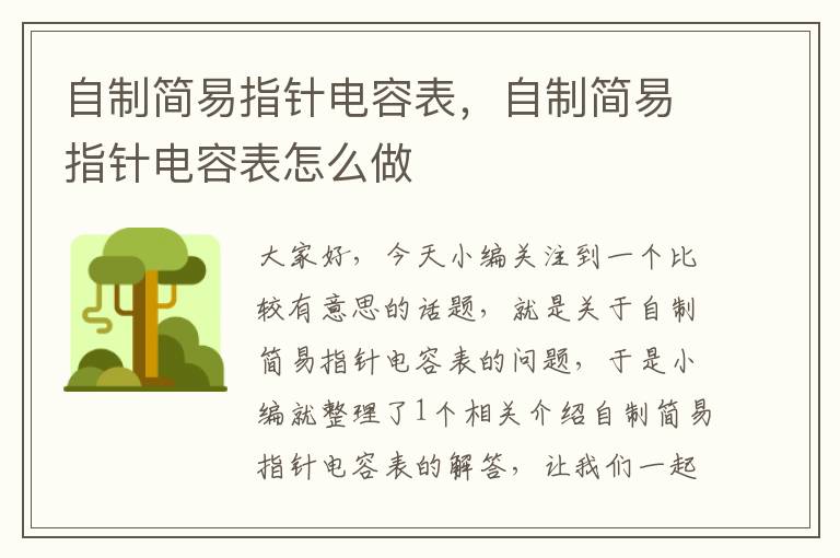 自制简易指针电容表，自制简易指针电容表怎么做