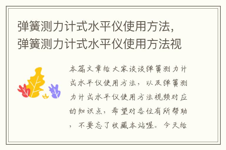 弹簧测力计式水平仪使用方法，弹簧测力计式水平仪使用方法视频