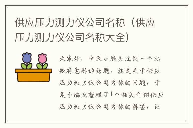 供应压力测力仪公司名称（供应压力测力仪公司名称大全）