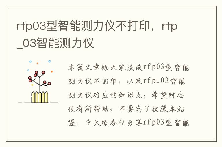 rfp03型智能测力仪不打印，rfp_03智能测力仪