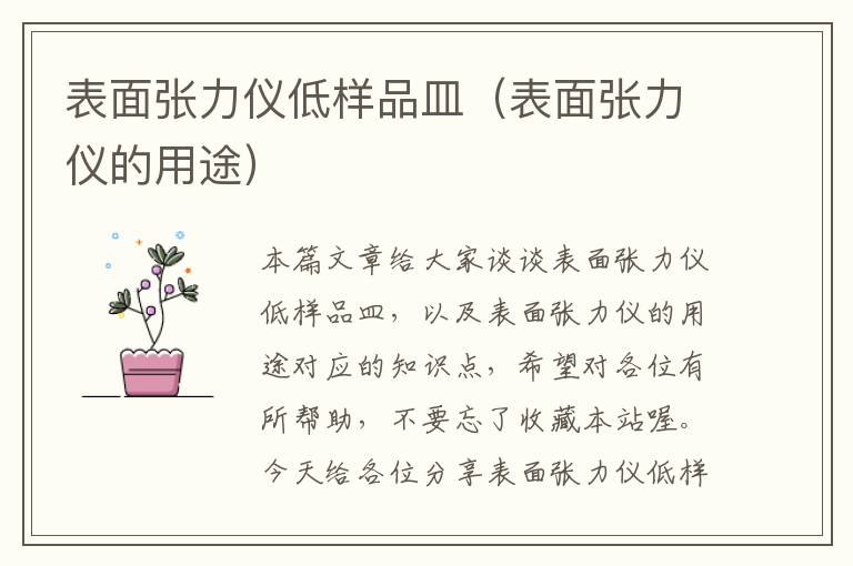 表面张力仪低样品皿（表面张力仪的用途）