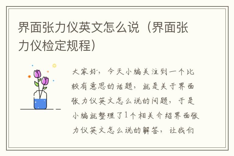 界面张力仪英文怎么说（界面张力仪检定规程）